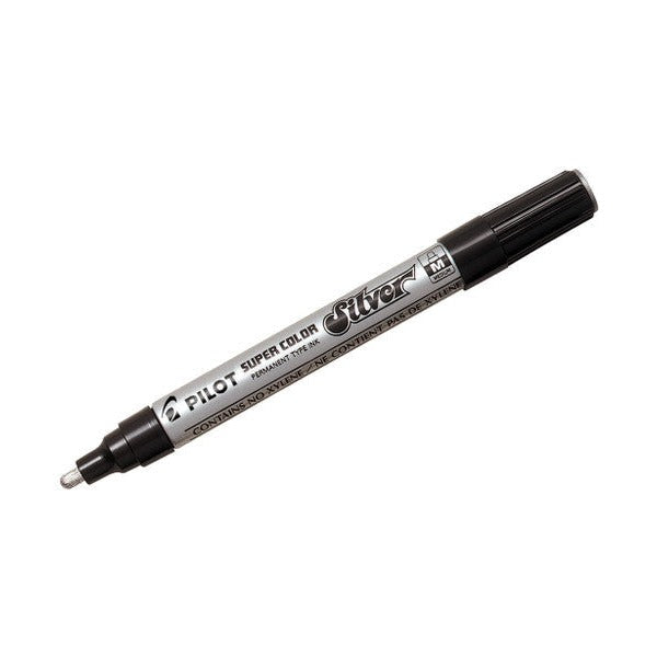 Pilot Super Colour Permanent Metallic Marker Bullet Medium Silver Box of 12