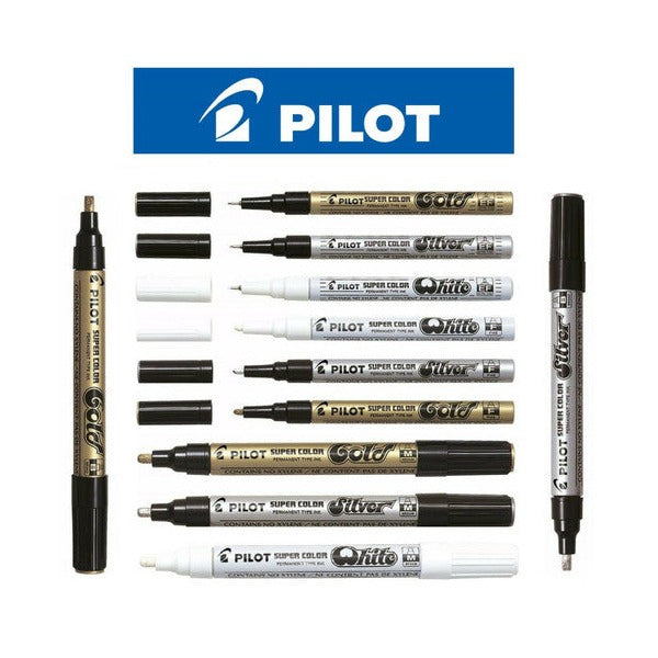 Pilot Super Colour Permanent Metallic Marker Bullet Medium Silver Box of 12