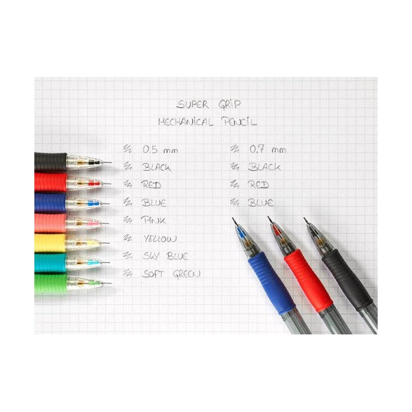 Pilot Super Grip Mechanical Pencil 0.5mm Lead Neon Blue Barrel Box of 12
