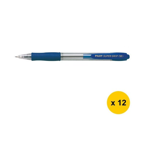 Pilot Super Grip Retractable Ballpoint Pen Medium Blue Box of 12