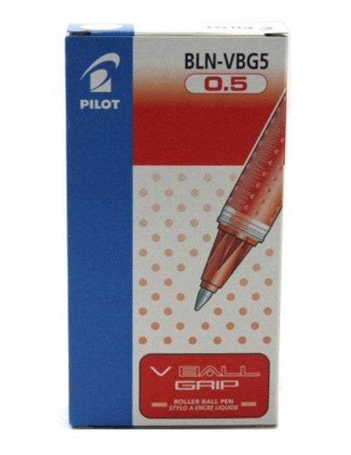 Pilot V-Ball Grip Rollerball Pen 0.5mm Red Box of 12