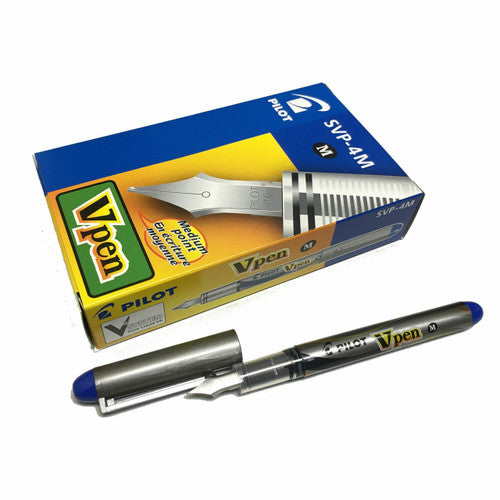 Pilot Vpen Disposable Fountain Pen Blue Medium Nib Box of 12