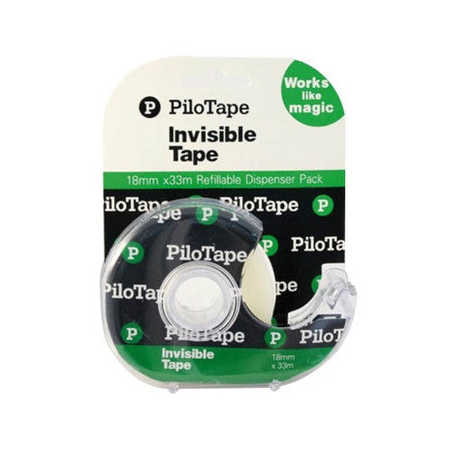 PiloTape Invisible Tape with Dispenser 18mm x 33m Pack of 12