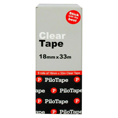 PiloTape Premium Stationery Clear Tape 18mm x 33m Box of 8