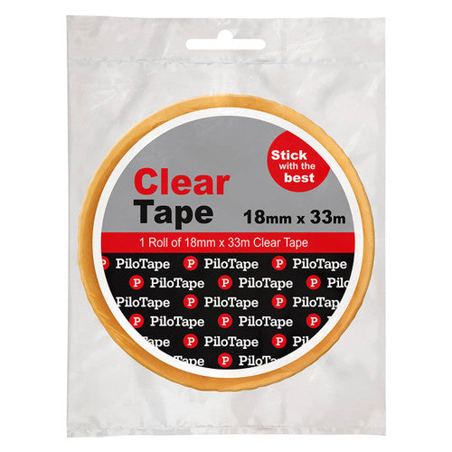 PiloTape Premium Stationery Clear Tape 18mm x 33m Box of 8