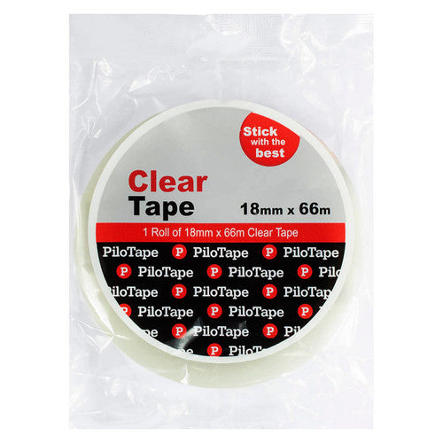 PiloTape Premium Stationery Clear Tape 18mm x 66m Box of 8