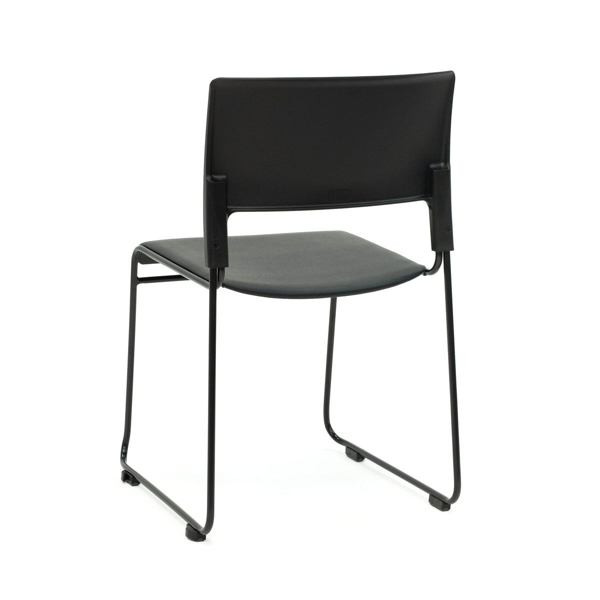 Apollo Sled Base Stacking Chair Black With Upholstered Seat Pad