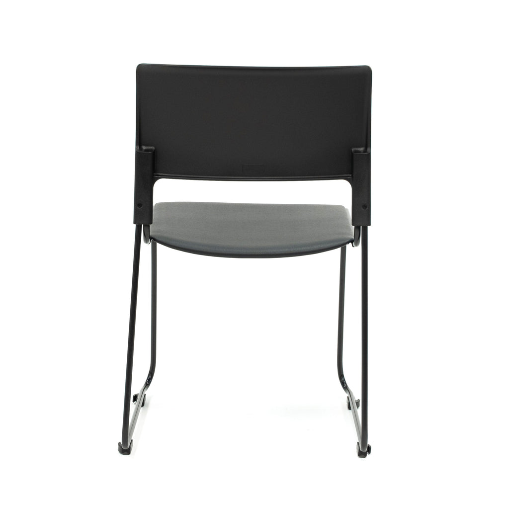 Apollo Sled Base Stacking Chair Black With Upholstered Seat Pad