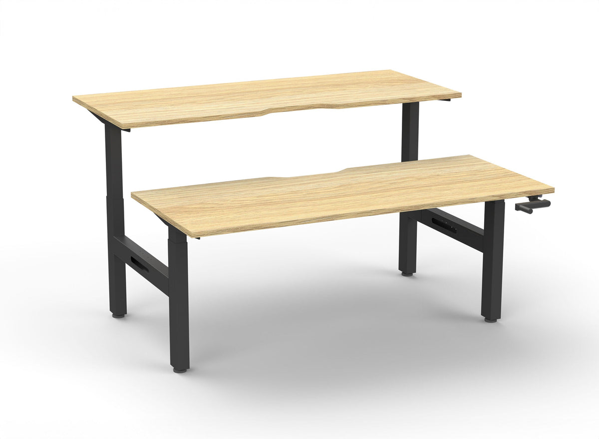 Rapidline Boost Crank Back to Back Workstation 1200 x 750mm Natural Oak / Black Satin