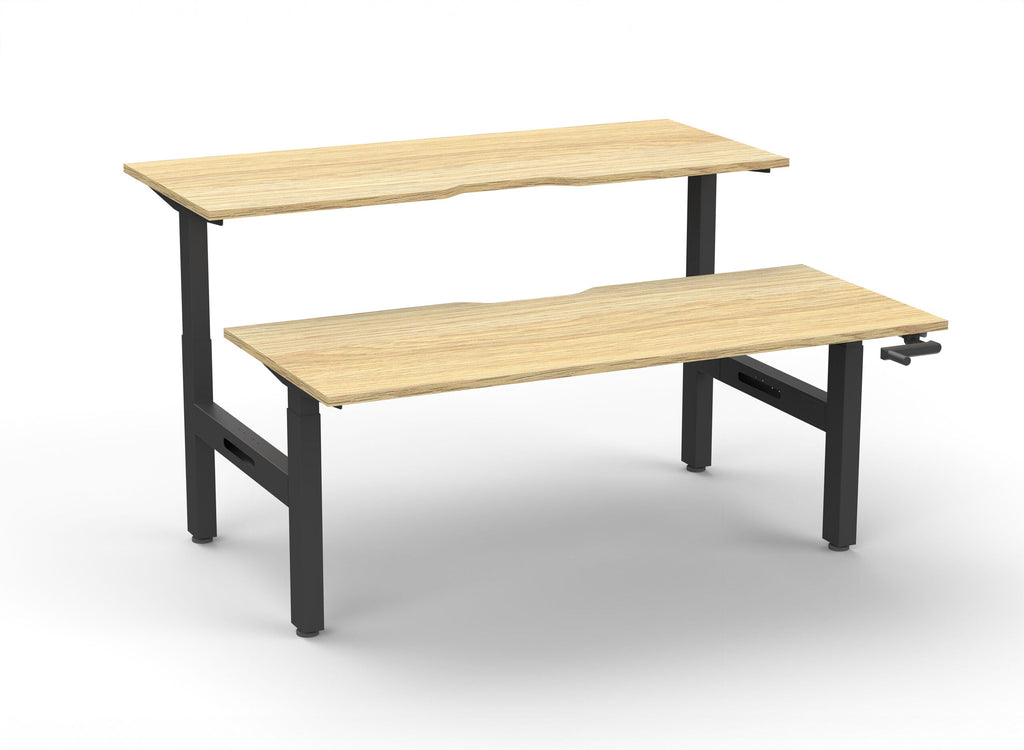 Rapidline Boost Crank Back to Back Workstation 1500 x 750mm Natural Oak / Black Satin