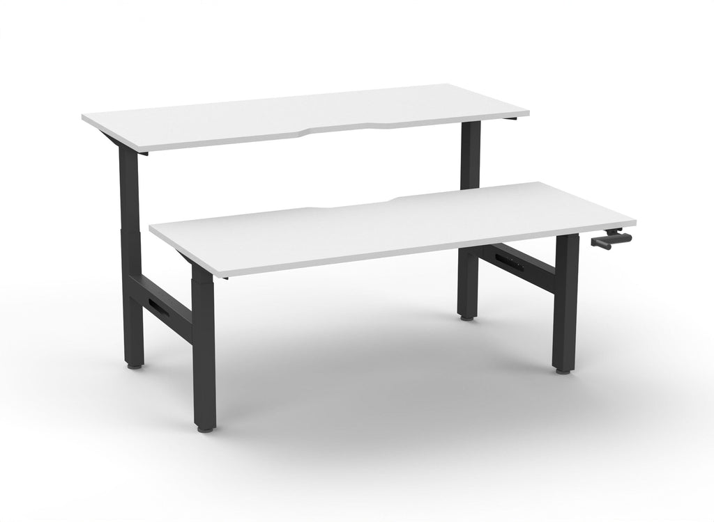 Rapidline Boost Crank Back to Back Workstation 1500 x 750mm Natural White / Black Satin