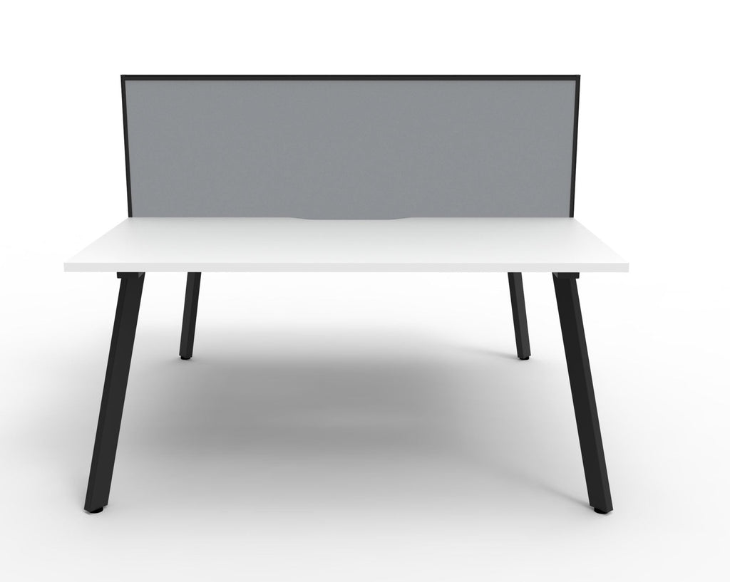 Rapidline Eternity Back to Back 10 Person Workstation 1500 x 750mm with Screen Natural White / Black Satin