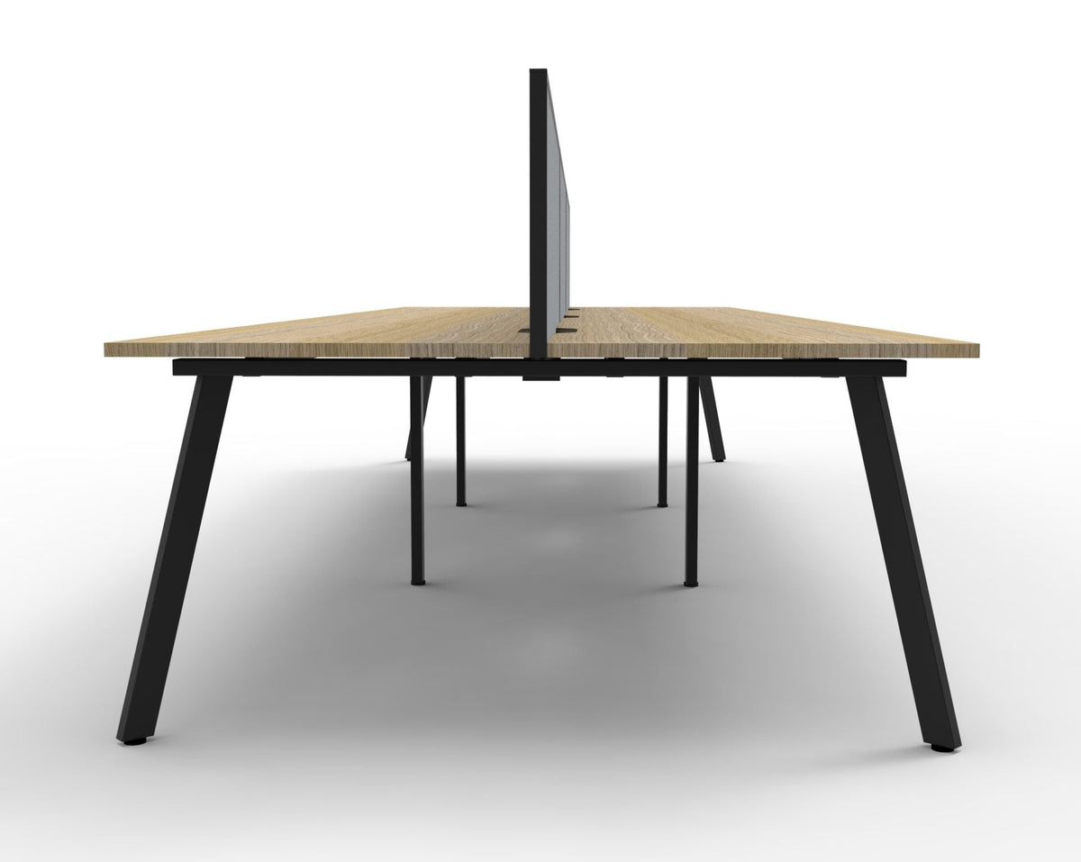Rapidline Eternity Back to Back 2 Person Workstation 1200 x 750mm with Screen Natural Oak / Black Satin