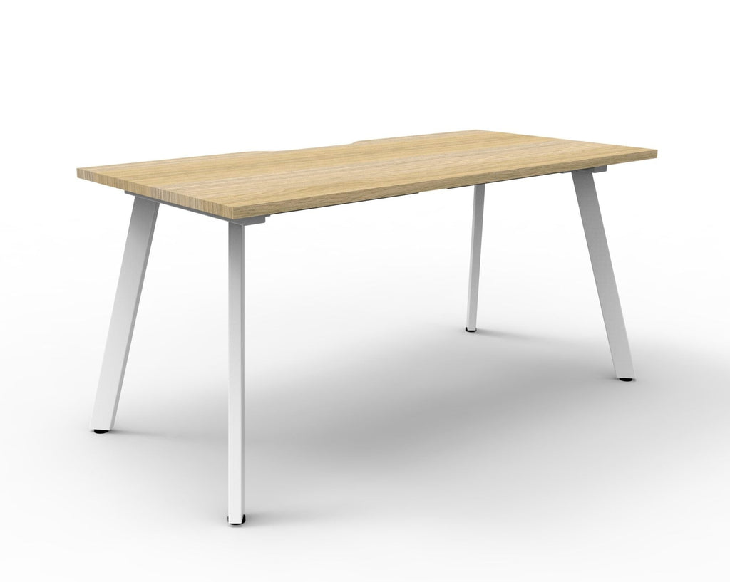 Rapidline Eternity Single Sided 3 Person Workstation 1800 x 750mm with Screen Natural Oak / White Satin