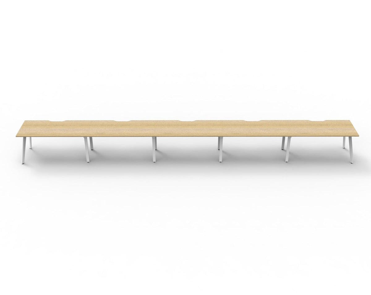 Rapidline Eternity Single Sided 4 Person Workstation 1500 x 750mm Natural Oak / White Satin
