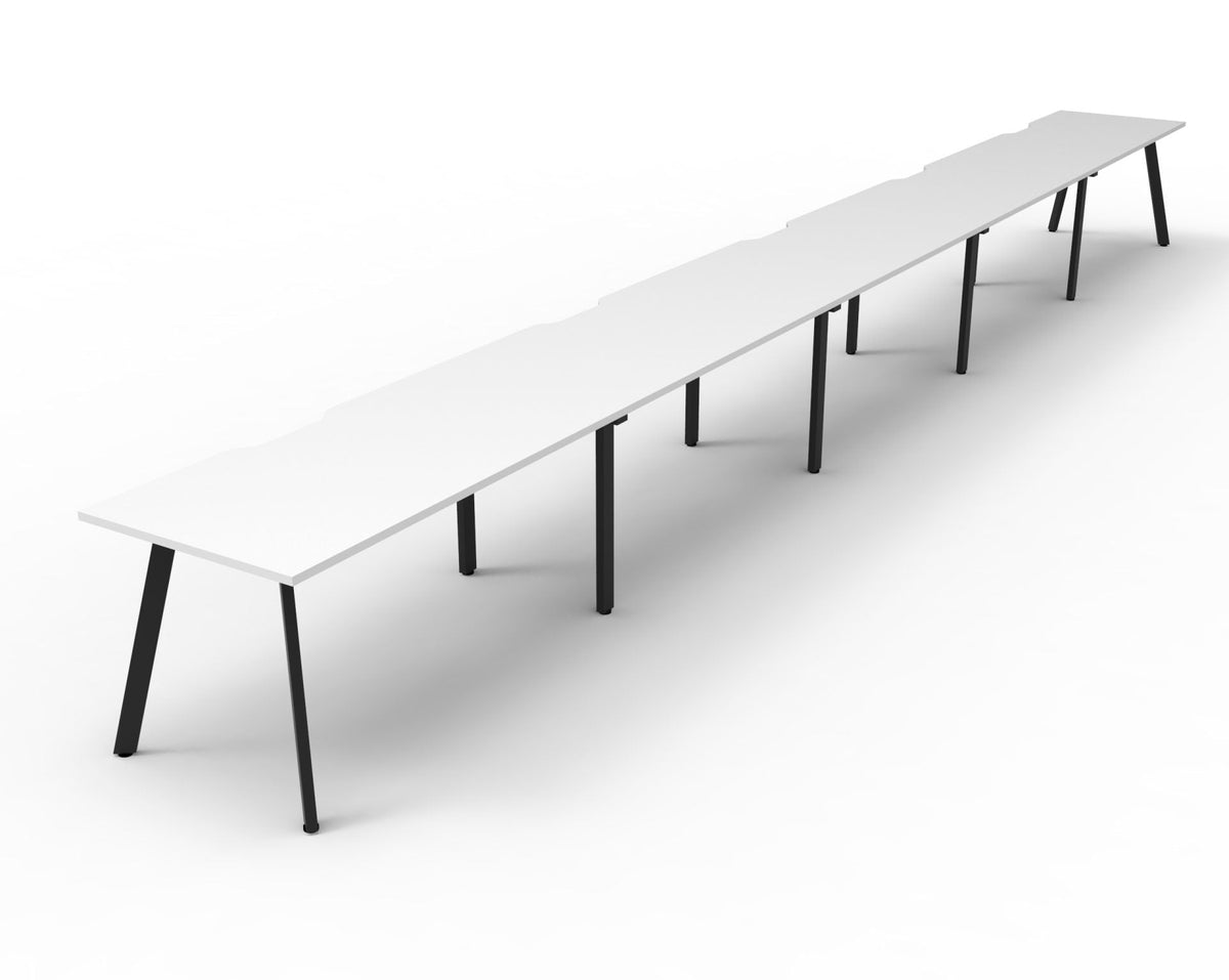 Rapidline Eternity Single Sided 2 Person Workstation 1500 x 750mm with Screen Natural White / Black Satin