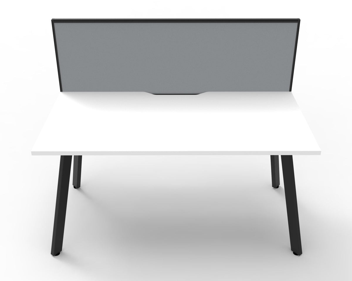 Rapidline Eternity Single Sided 3 Person Workstation 1800 x 750mm with Screen Natural White / Black Satin