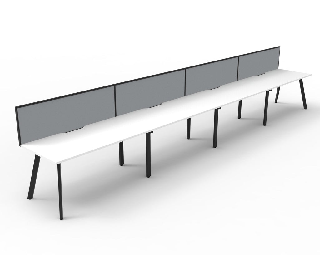 Rapidline Eternity Single Sided 4 Person Workstation 1200 x 750mm Natural White / Black Satin