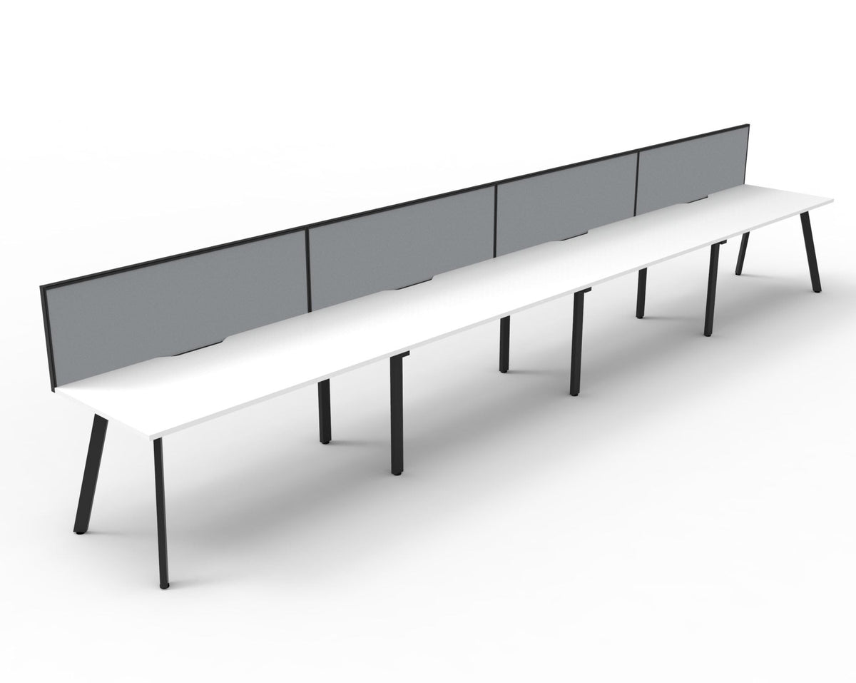 Rapidline Eternity Single Sided 4 Person Workstation 1800 x 750mm with Screen Natural White / Black Satin