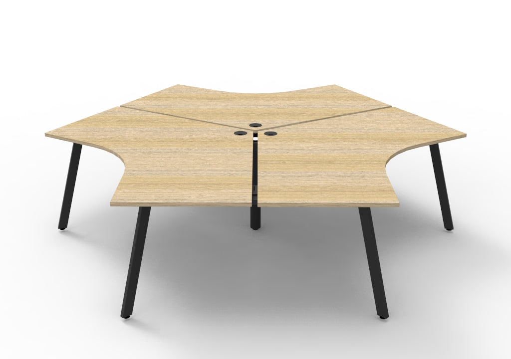 Rapidline Deluxe Infinity 3 Person 120 Degree Workstation Eternity Leg without Screen Natural Oak / Black
