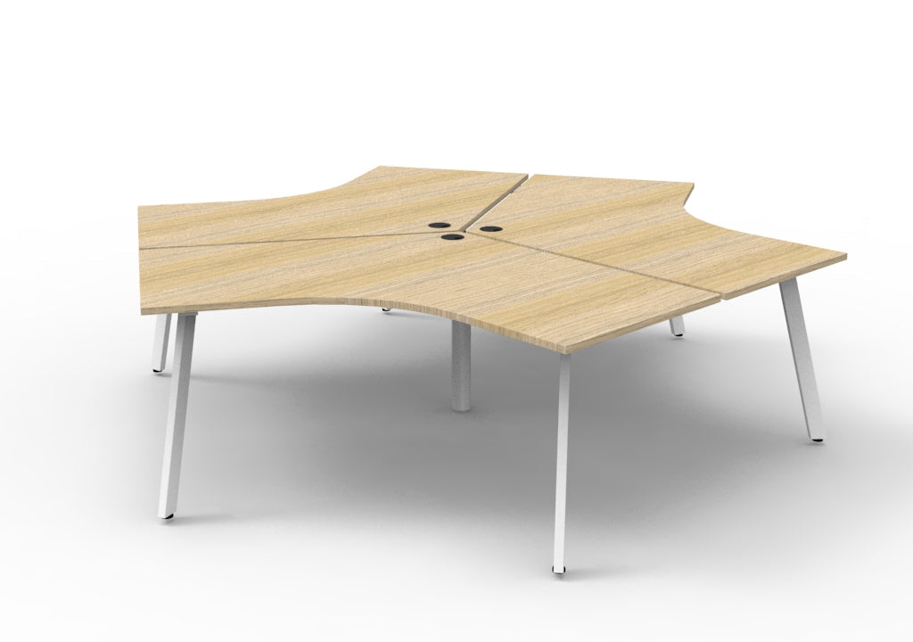 Rapidline Deluxe Infinity 3 Person 120 Degree Workstation Eternity Leg without Screen Natural Oak / White