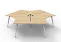 Rapidline Deluxe Infinity 3 Person 120 Degree Workstation Eternity Leg with Screen Natural Oak / White