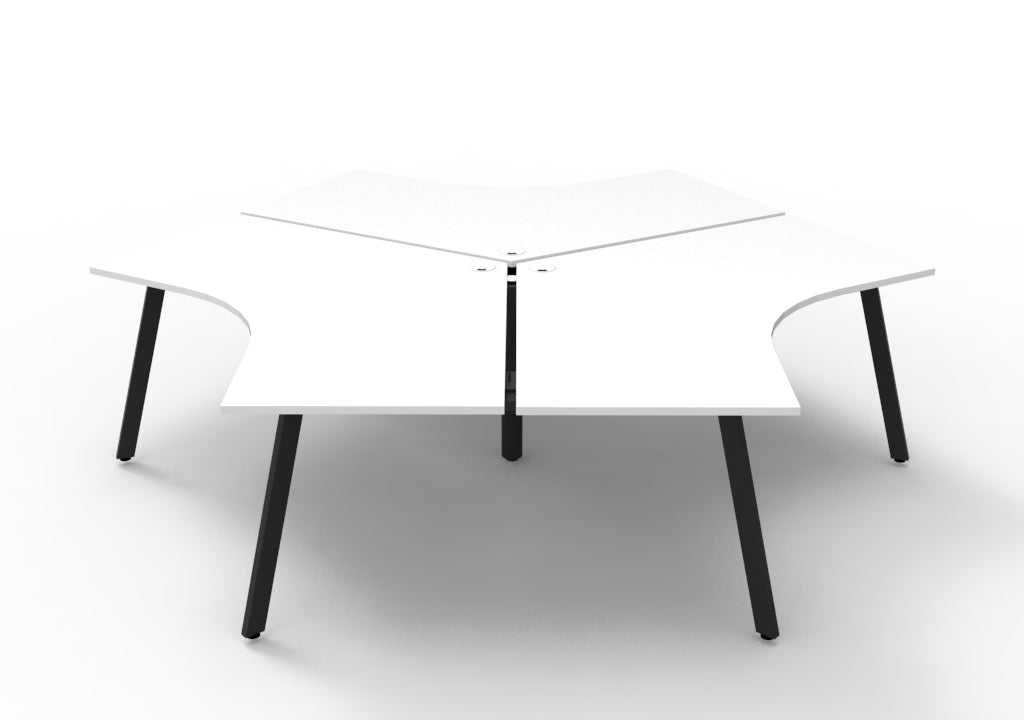 Rapidline Deluxe Infinity 3 Person 120 Degree Workstation Eternity Leg without Screen Natural White / Black