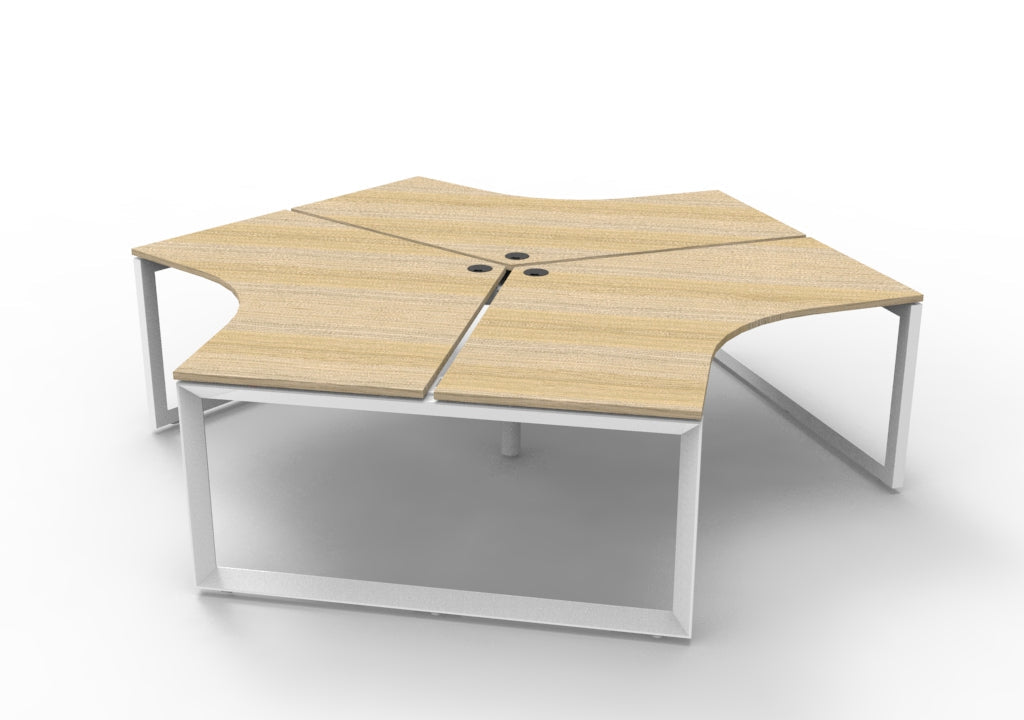 Rapidline Deluxe Infinity 3 Person 120 Degree Workstation Loop Leg without Screen Natural Oak / Black