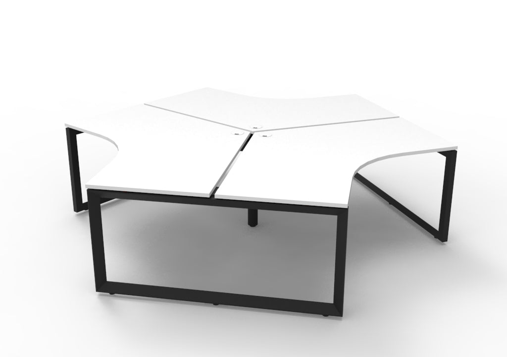 Rapidline Deluxe Infinity 3 Person 120 Degree Workstation Loop Leg with Screen Natural White / Black
