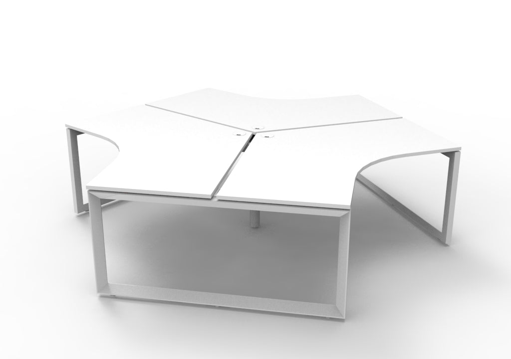 Rapidline Deluxe Infinity 3 Person 120 Degree Workstation Loop Leg with Screen Natural White / White
