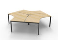 Rapidline Deluxe Infinity 3 Person 120 Degree Workstation Profile Leg with Screen Natural Oak / Black