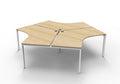 Rapidline Deluxe Infinity 3 Person 120 Degree Workstation Profile Leg without Screen Natural Oak / White