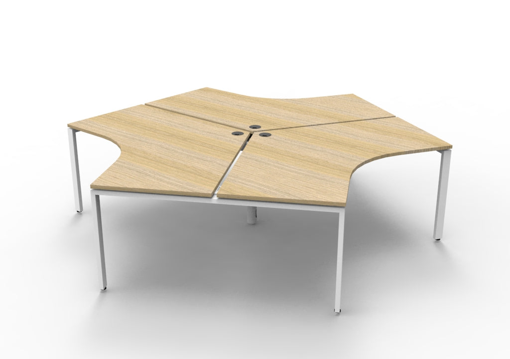 Rapidline Deluxe Infinity 3 Person 120 Degree Workstation Profile Leg without Screen Natural Oak / Black