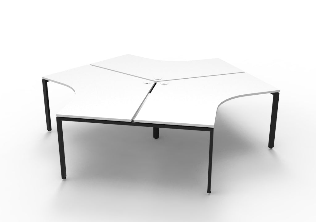 Rapidline Deluxe Infinity 3 Person 120 Degree Workstation Profile Leg with Screen Natural White / Black