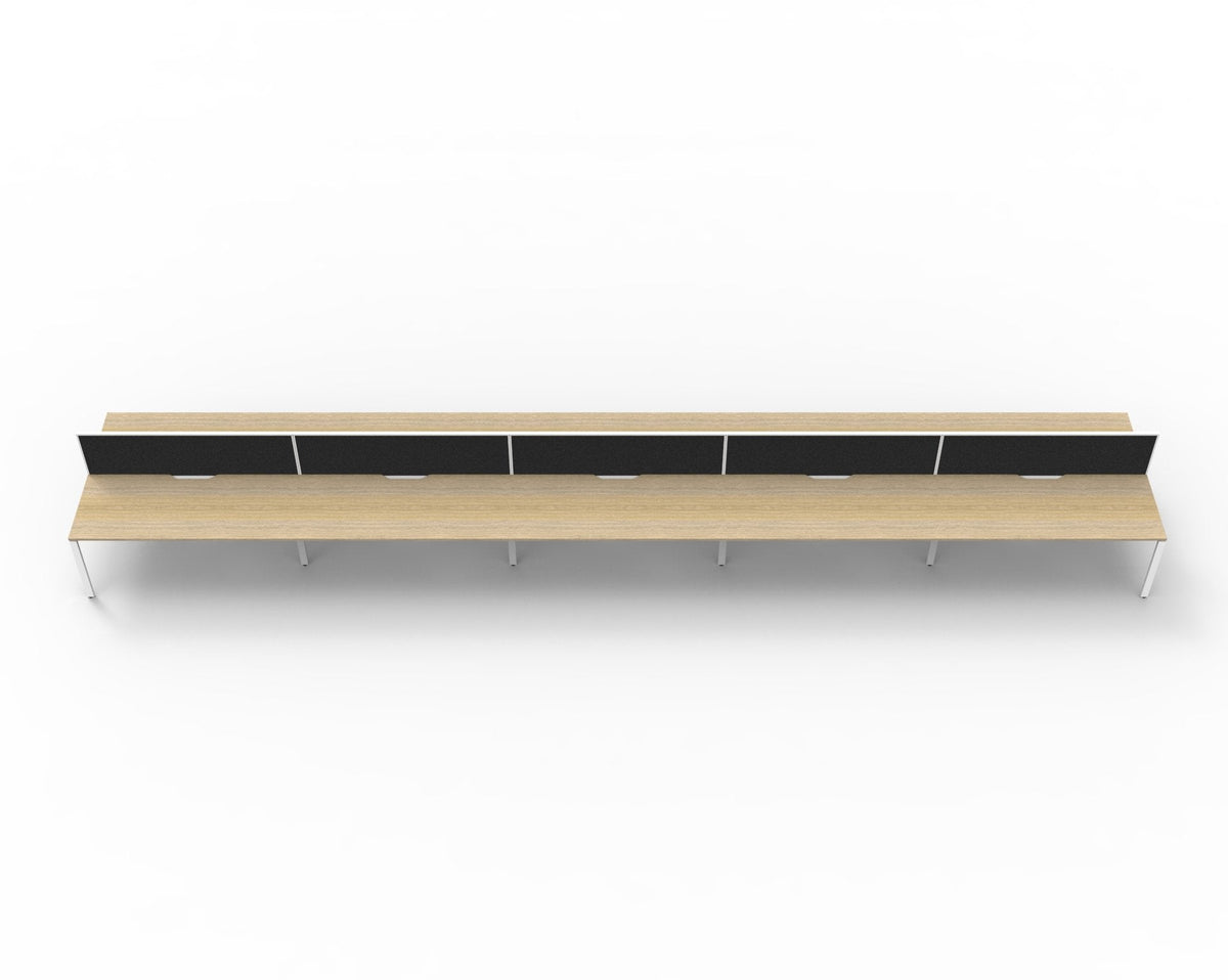 Rapidline Deluxe Infinity Back to Back 10 Person Workstation Profile Leg 1500 x 750mm Natural Oak / White Satin