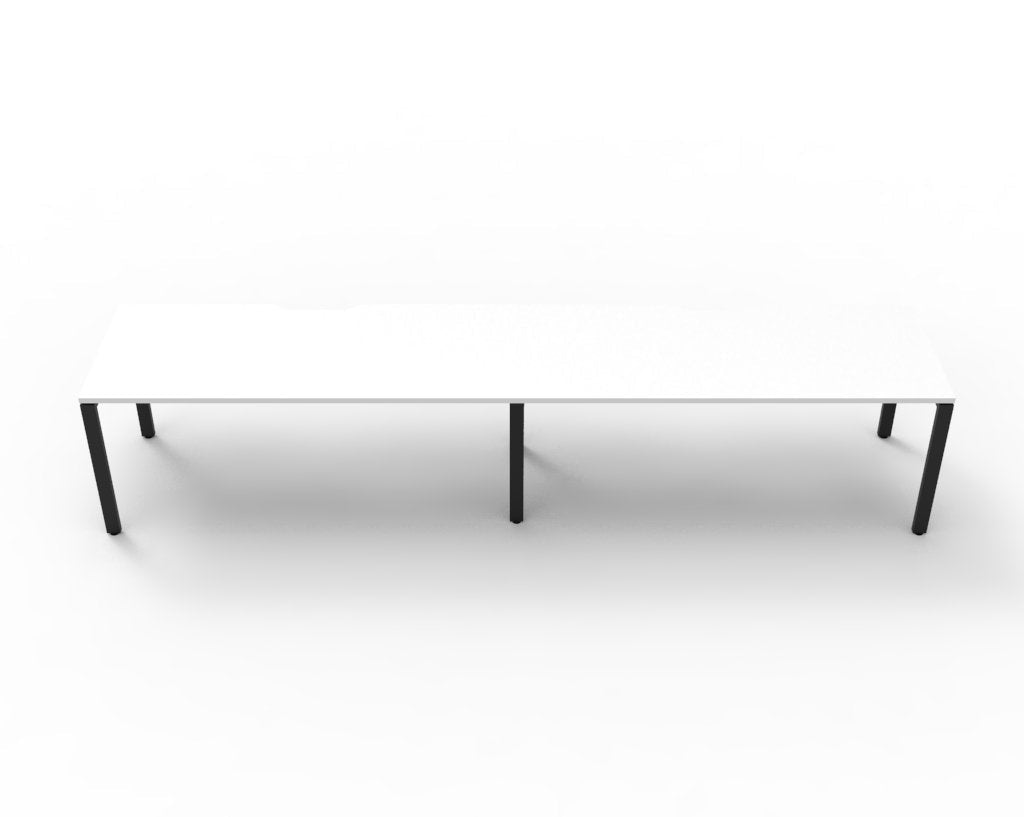 Rapidline Deluxe Infinity Single Sided 2 Person Workstation Profile Leg 1500 x 750mm Natural White / Black Satin
