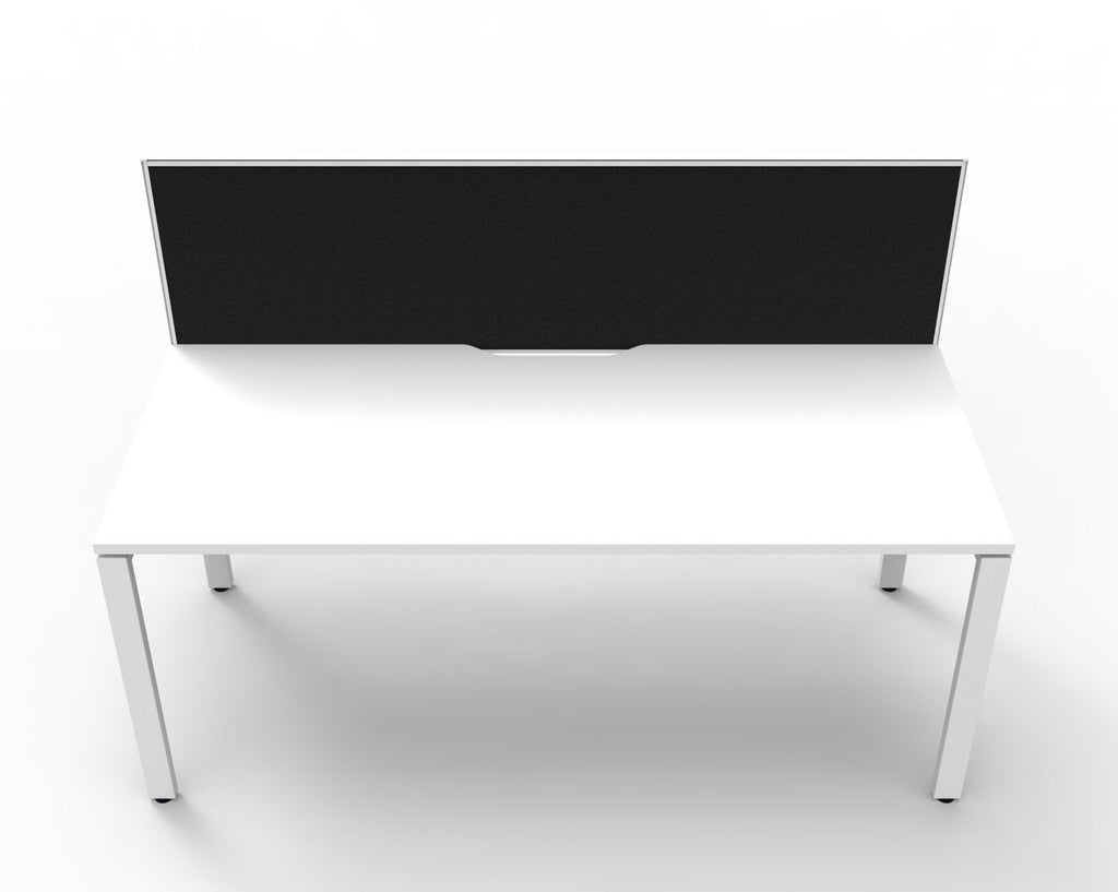 Rapidline Deluxe Infinity Single Sided 5 Person Workstation Profile Leg 1500 x 750mm with Screen Natural Oak / White Satin