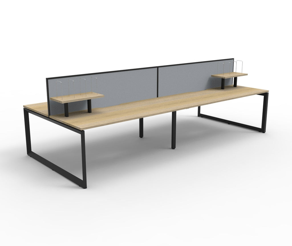 Rapidline Deluxe Infinity Back to Back 4 Person Workstation Loop Leg 1500 x 750mm with Screen Natural White / White Satin