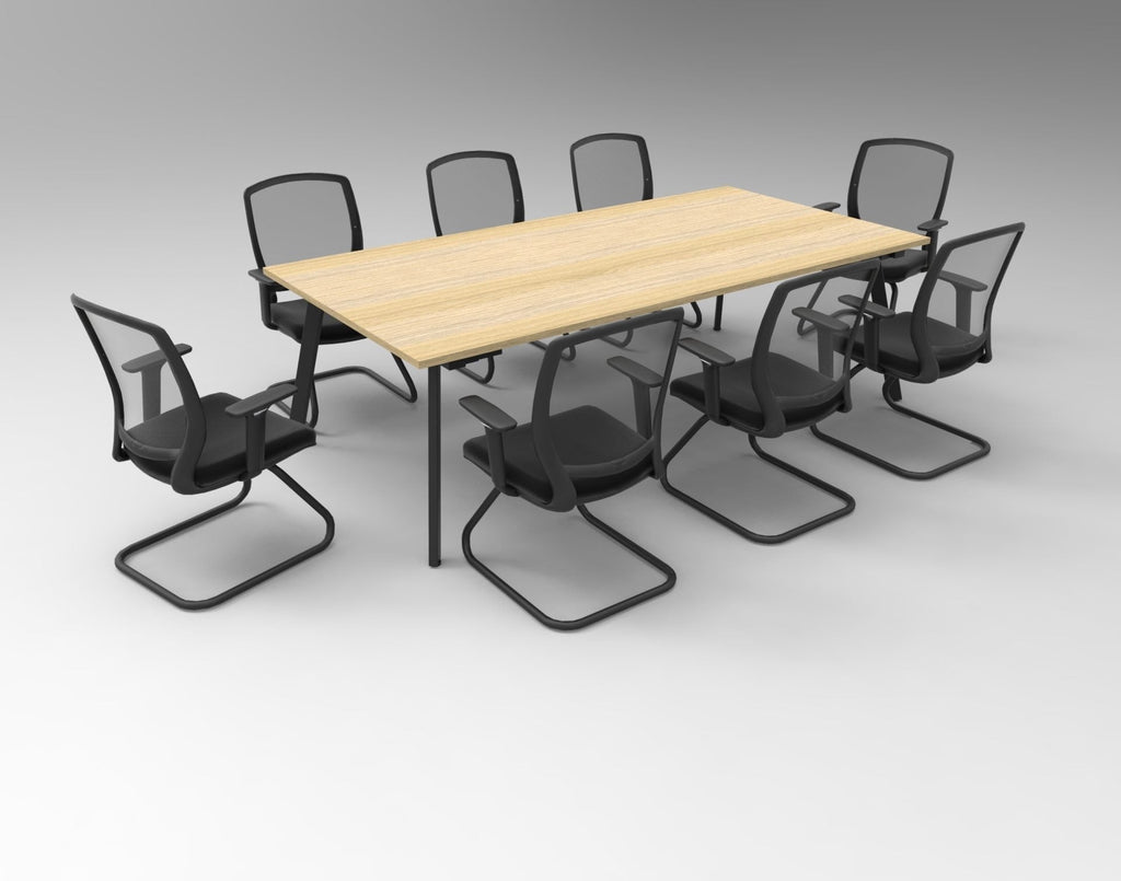 Rapidline Eternity Rectangle Meeting and Boardroom Table 3200 x 1200mm Natural Oak / Black Satin