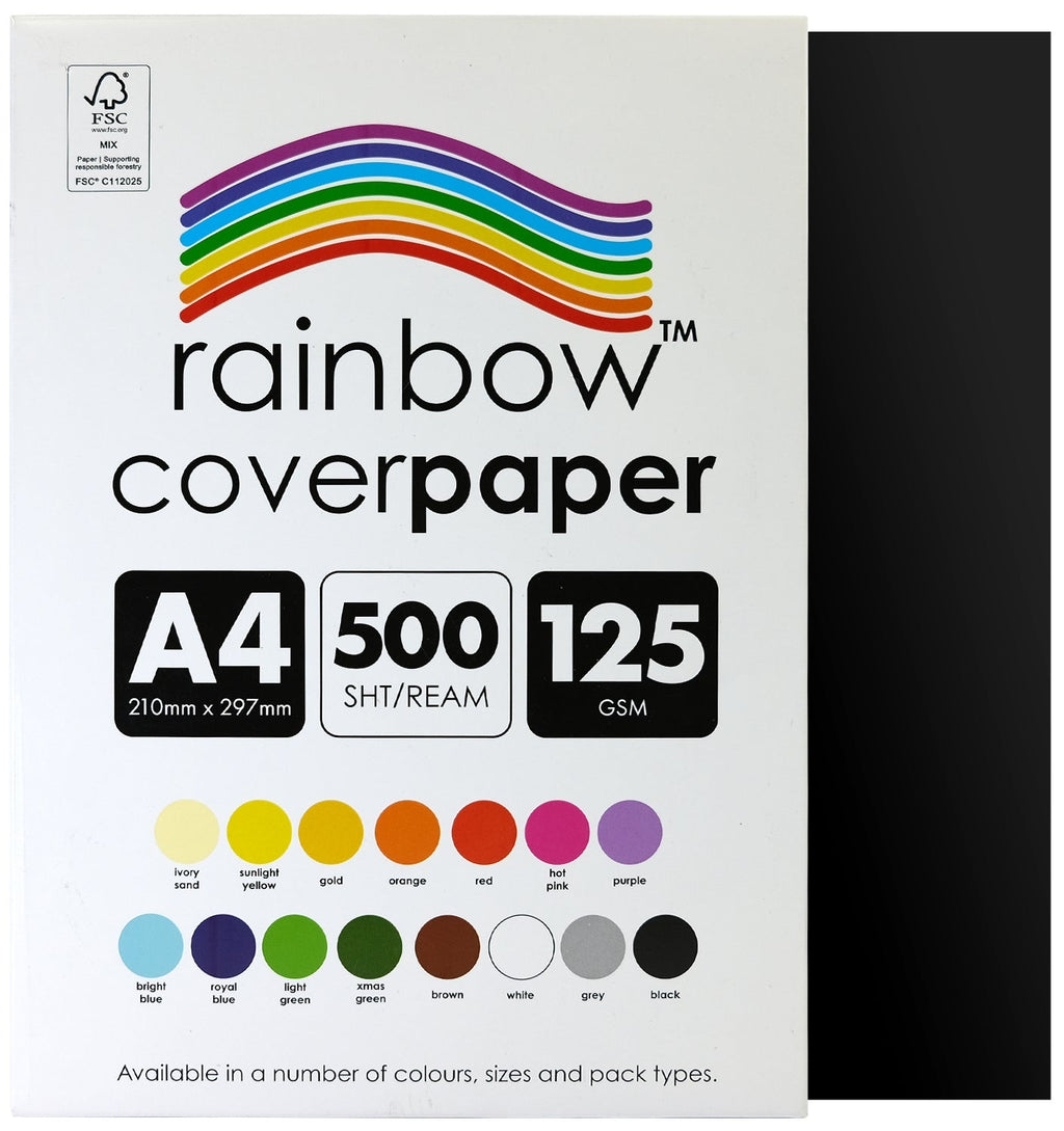 Rainbow Cover Paper A4 125gsm Black Pack of 500