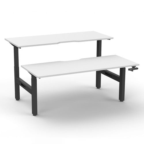Rapidline Boost Crank Back to Back Workstation 1200 x 750mm Natural White / Black Satin