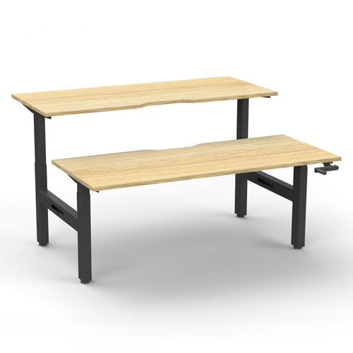Rapidline Boost Crank Back to Back Workstation 1500 x 750mm Natural Oak / Black Satin