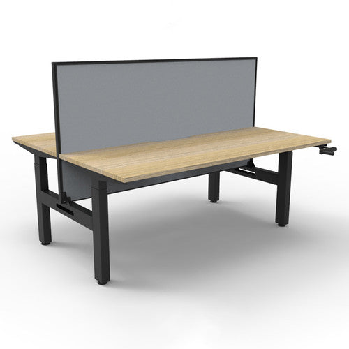 Rapidline Boost Crank Back to Back Workstation 1500 x 750mm with Screen Natural Oak / Black Satin