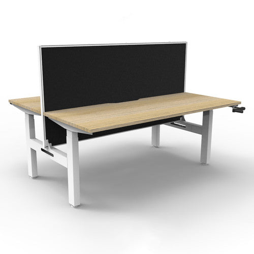 Rapidline Boost Crank Back to Back Workstation 1800 x 750mm with Screen Natural Oak / White Satin