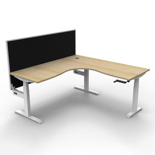 Rapidline Boost Crank Corner Workstation 1800 x 1500 x 750mm with Screen Natural Oak / White Satin
