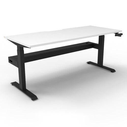 Rapidline Boost Crank Single Sided Workstation 1800 x 750mm with Cable Tray Natural White / Black Satin