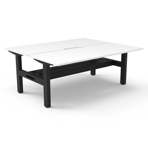 Rapidline Boost Static Back to Back Workstation 1200 x 750mm with Cable Tray Natural White / Black Satin