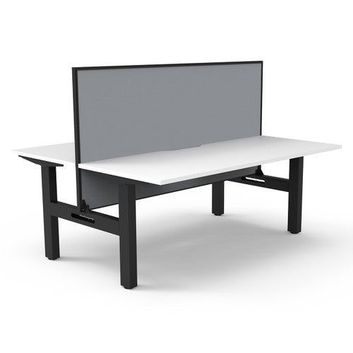 Rapidline Boost Static Back to Back Workstation 1500 x 750mm with Screen Natural White / Black Satin