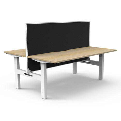 Rapidline Boost Static Back to Back Workstation 1800 x 750mm with Screen Natural Oak / White Satin