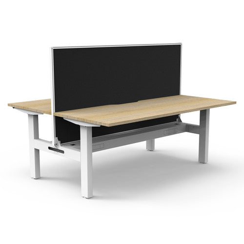 Rapidline Boost Static Back to Back Workstation 1800 x 750mm with Screen and Cable Tray Natural Oak / White Satin